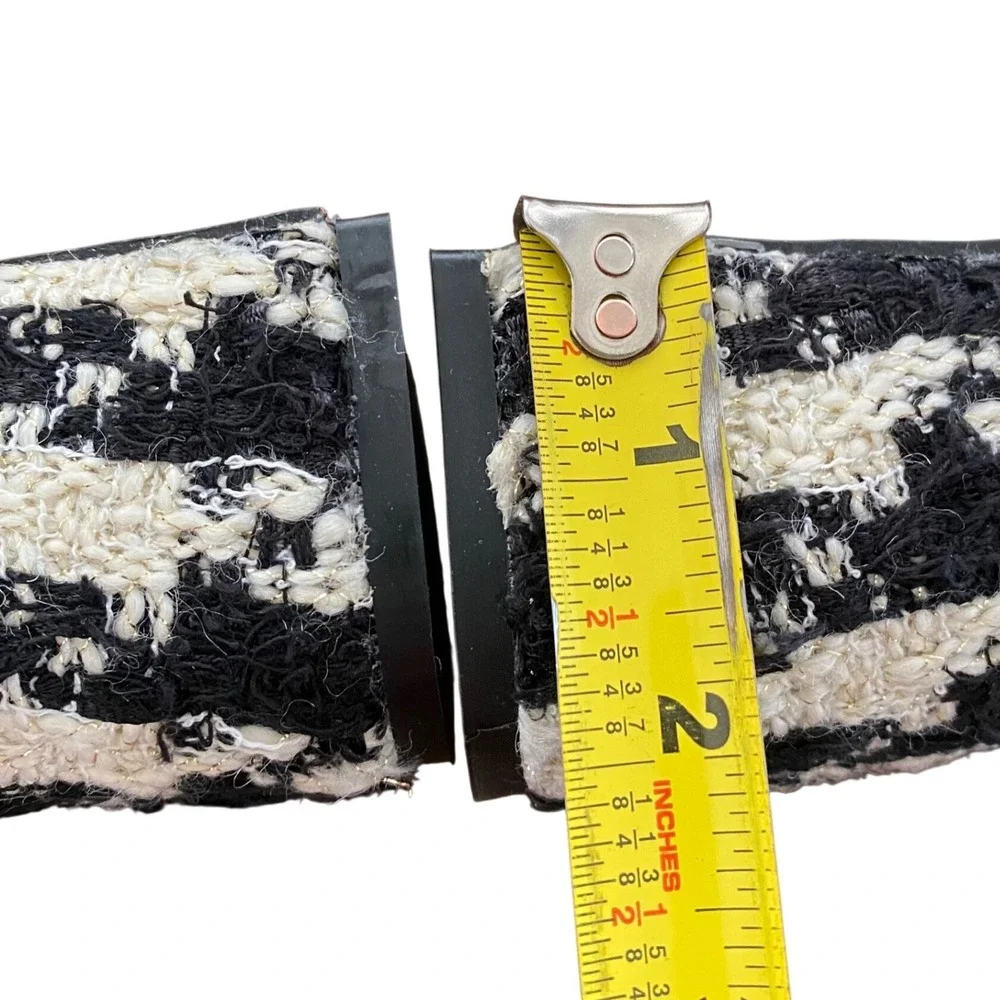 Betsey Johnson NEW Black & White Houndstooth Rosette Platform‎ Chunky Heels Sz 8